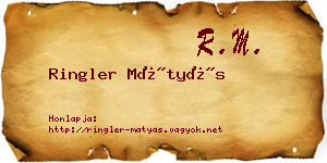Ringler Mátyás névjegykártya